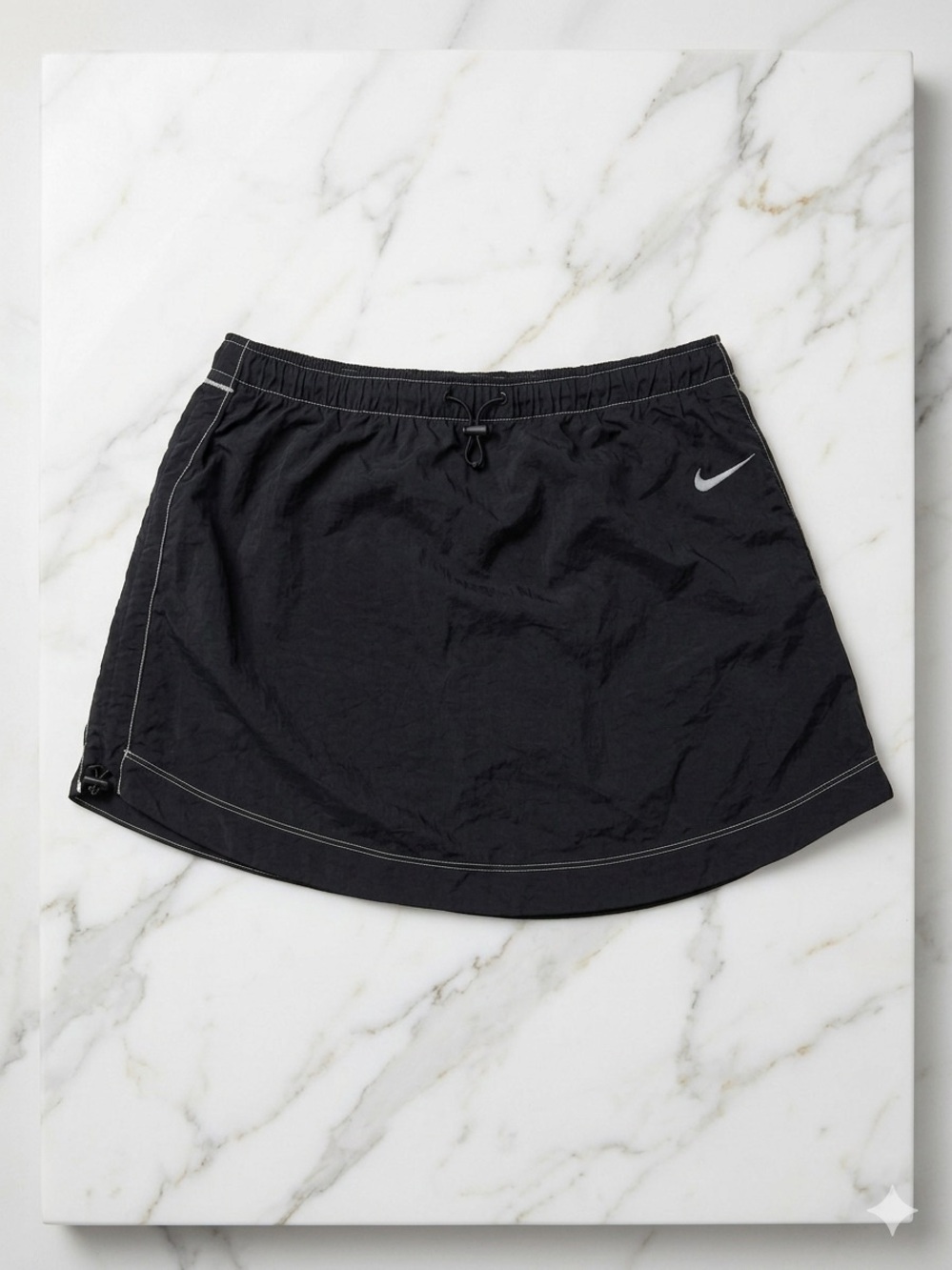 NWT Nike Sportswear High Rise Nylon Swoosh Skirt Black White Stitching Medium